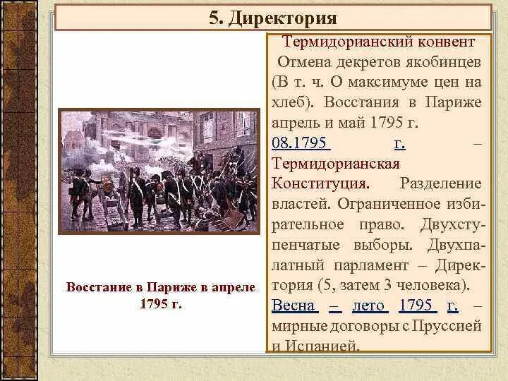 Директория даты. Период директории во Франции. Внешняя политика термидорианского конвента и директории. Период директории французской революции. Основные принципы директории.