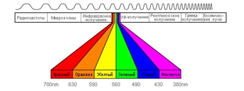 Частоты световых волн разных цветов. Спектр света цвета. Цветовой спектр по длинам волн. Частота спектра света.