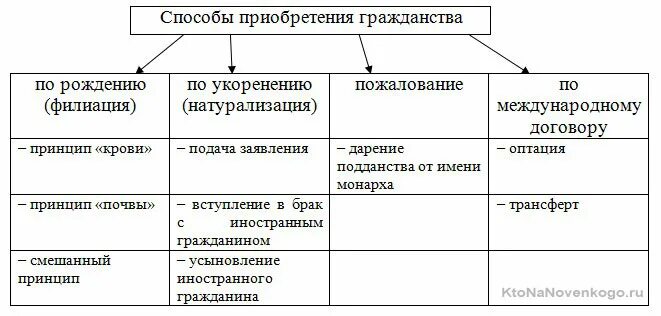 Способ россия. Способы приобретения гражданства схема. Способы приобретения гражданства РФ И условия таблица. Способы получения гражданства РФ. Способы приобретения гражданства РФ схема.