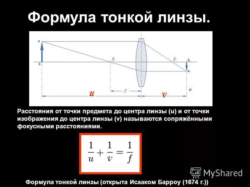 Формула определения фокусного расстояния тонкой линзы. Формула для определения фокусного расстояния собирающей линзы. Формула нахождения фокусного расстояния собирающей линзы. Формула для вычисления фокусного расстояния линзы.