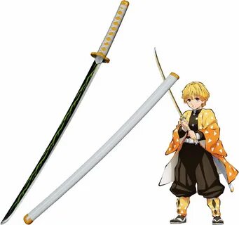 Agatsuma Zenitsu Cosplay Sword Demon Slayer Kimetsu no Yaiba Costume Prop.