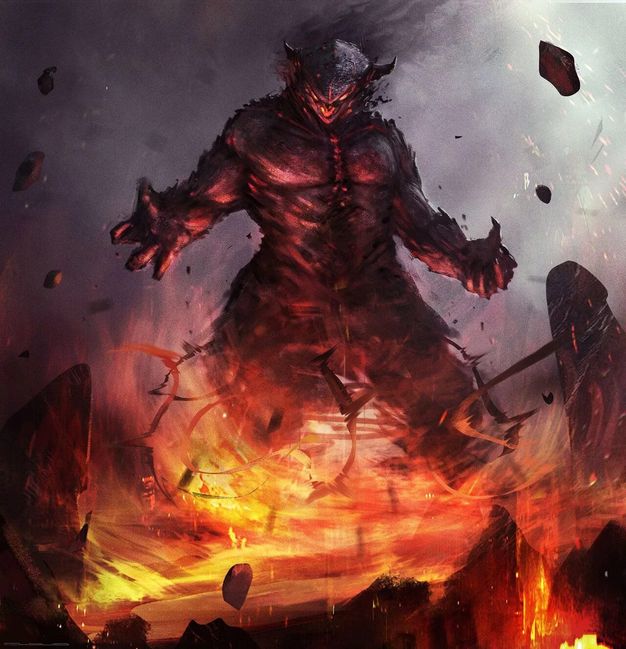 Война демонов. Демон земли. Битва демонов. Гигантские монстры. Вархаммер фэнтези батл.