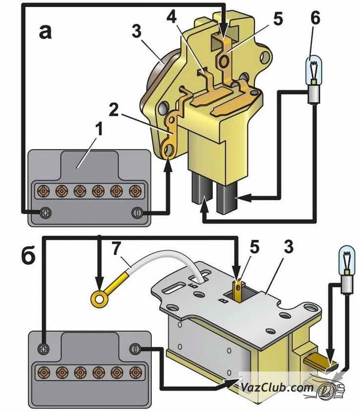 Как проверить регулятор напряжения ваз. Схема проверки реле регулятора генератора ВАЗ 2107. Реле регулятор напряжения генератора ВАЗ 2107. Реле-регулятор генератора ВАЗ 2105. Проверить регулятор напряжения ВАЗ 2107.