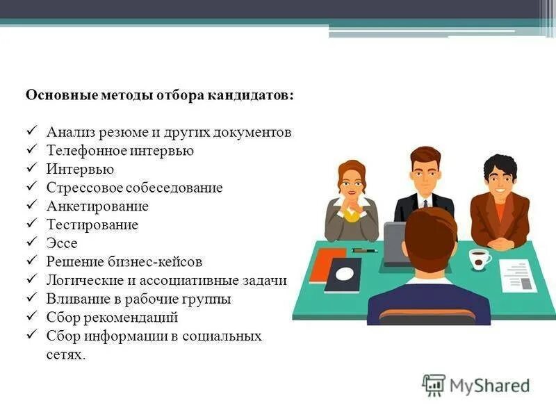 Какие методы используются в вербовочной работе тест. Методы отбора кандидатов. Методы оценки кандидатов. Методы оценки кандидатов при приеме на работу. Подготовка к собеседованию.