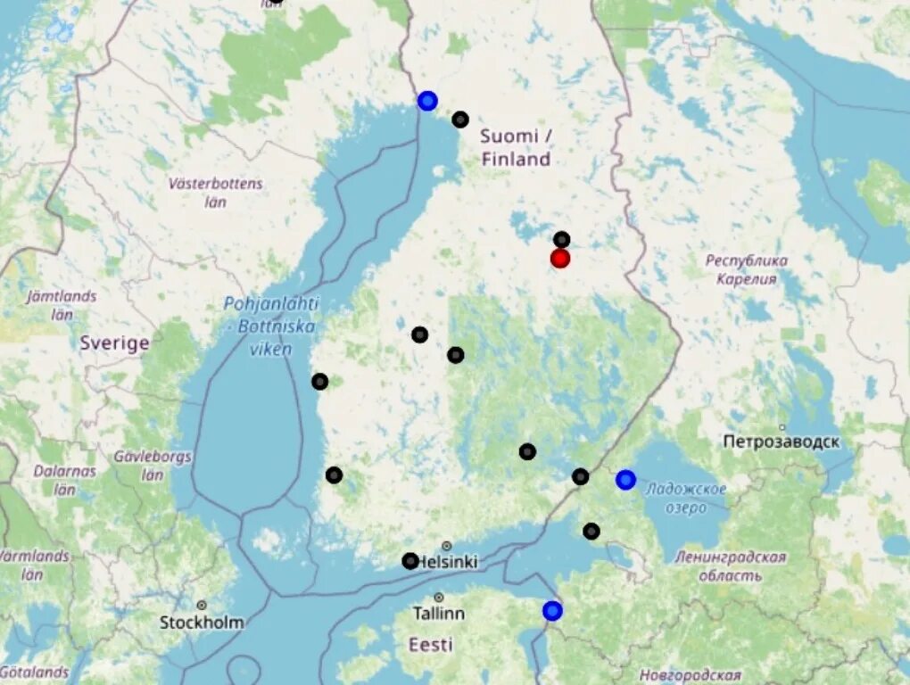 Маяки Финляндии на карте. 19 Suomi.
