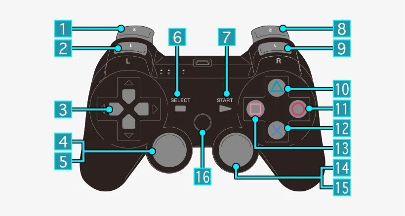 Обозначение кнопок геймпада. Пронумерованные кнопки на геймпаде. Кнопки геймпада по цифрам. Расположение кнопок на джойстике цифрами. Обозначения на джойстике