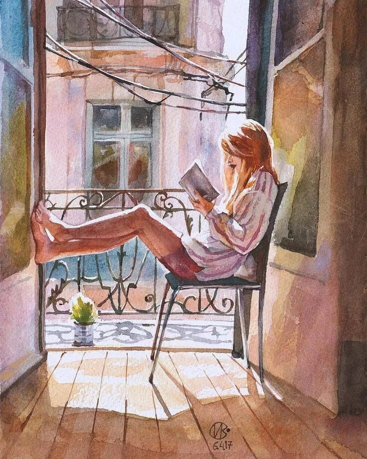 Котёнок с книжкой. Женщина акварель. Книжные арты. Картины вероники калачевой. Иллюстрации к детским книгам.