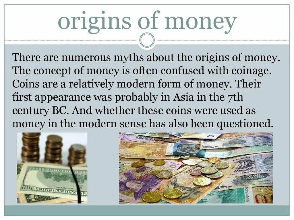 Деньги на англ. Money презентация. Английские деньги презентация. Origins of money. The Concept of money презентация.