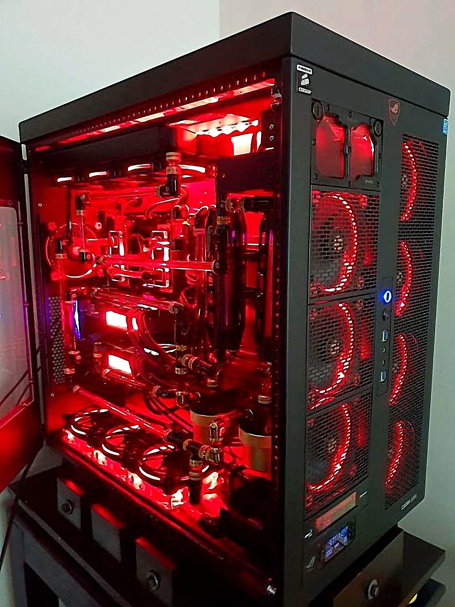 Корпус Corsair красная подсветка. Мощный компьютер. Игровой компьютер. Мощный игровой компьютер.
