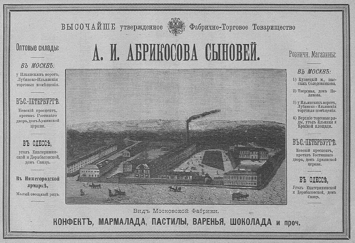 Фабрично-торговое товарищество а. и. Абрикосова сыновей. Кондитерская фабрика абрикосовых. Товарищество Абрикосова и сыновей. Фабрика абрикосовых и сыновей.