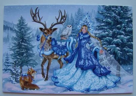 Как нарисовать оленя и снегурочку