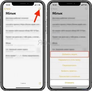 Как сделать общую заметку на iphone