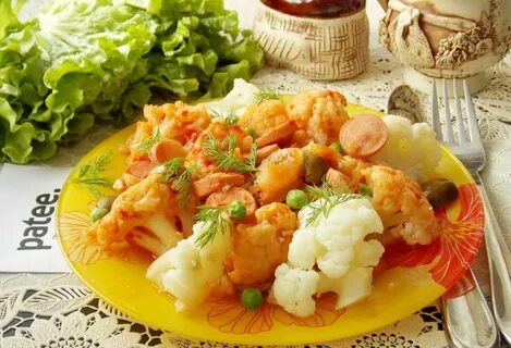 Цветная капуста с сосисками