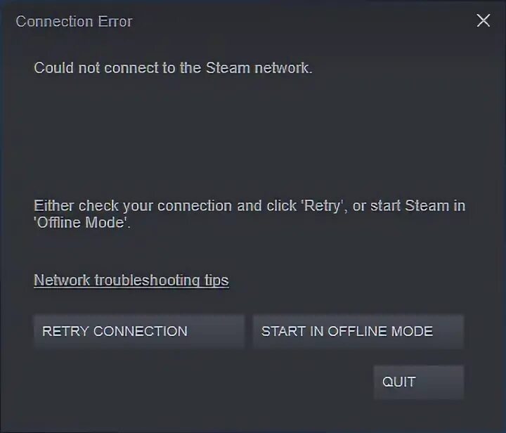 Could not open connection. Steam click. Steam down. Connection Error. Could not connect.