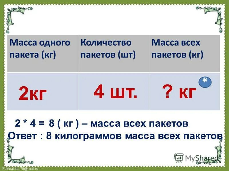 Как находится общая масса. Масса одного пакета. Масса одного пакета количество пакетов масса всех пакетов 2). Масса 1 пакета. Масса всех.