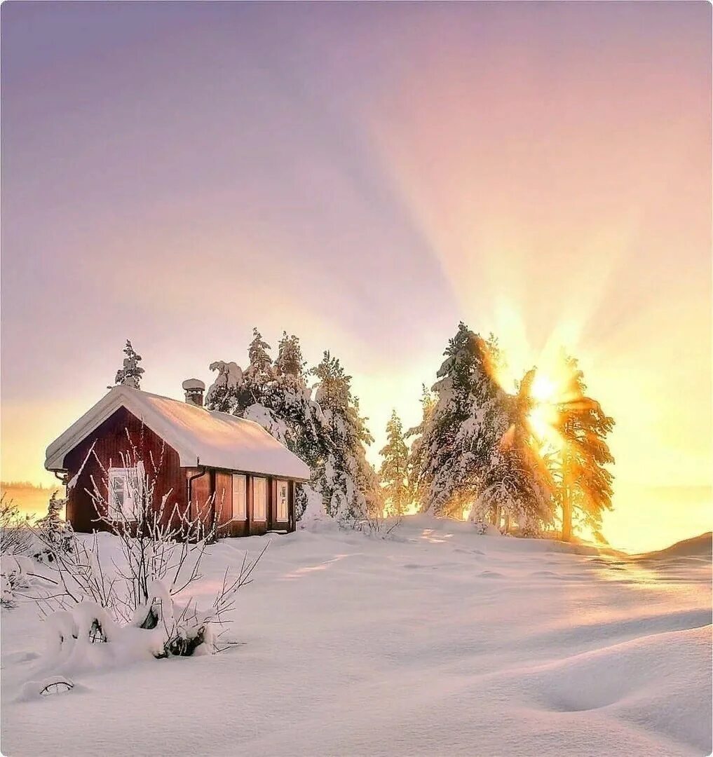 Доброе зимнее деревенское утро. Зимний пейзаж. Рассвет в деревне зимой. Доброе зимнее деревенское утро. Чай зимний.
