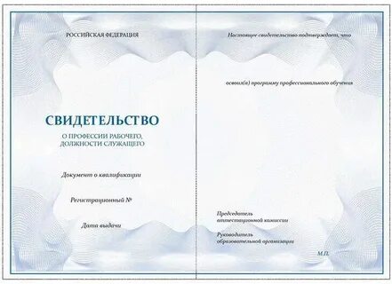 Документ о профессии рабочего должности служащего
