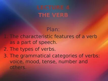 The verb lecture