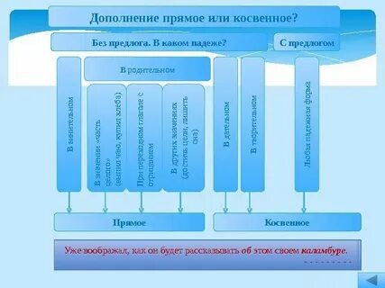 Вид дополнения прямое или косвенное