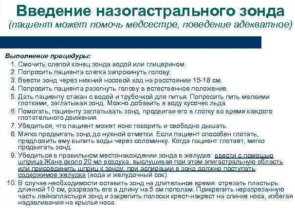 Введение назогастрального зонда алгоритм