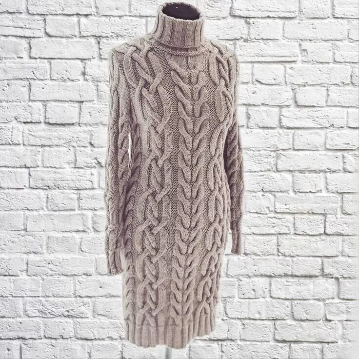 Apricot Diamond Patterned Cable Knit Long Sweater EUR € 30.44 Одежда, Вязанное п