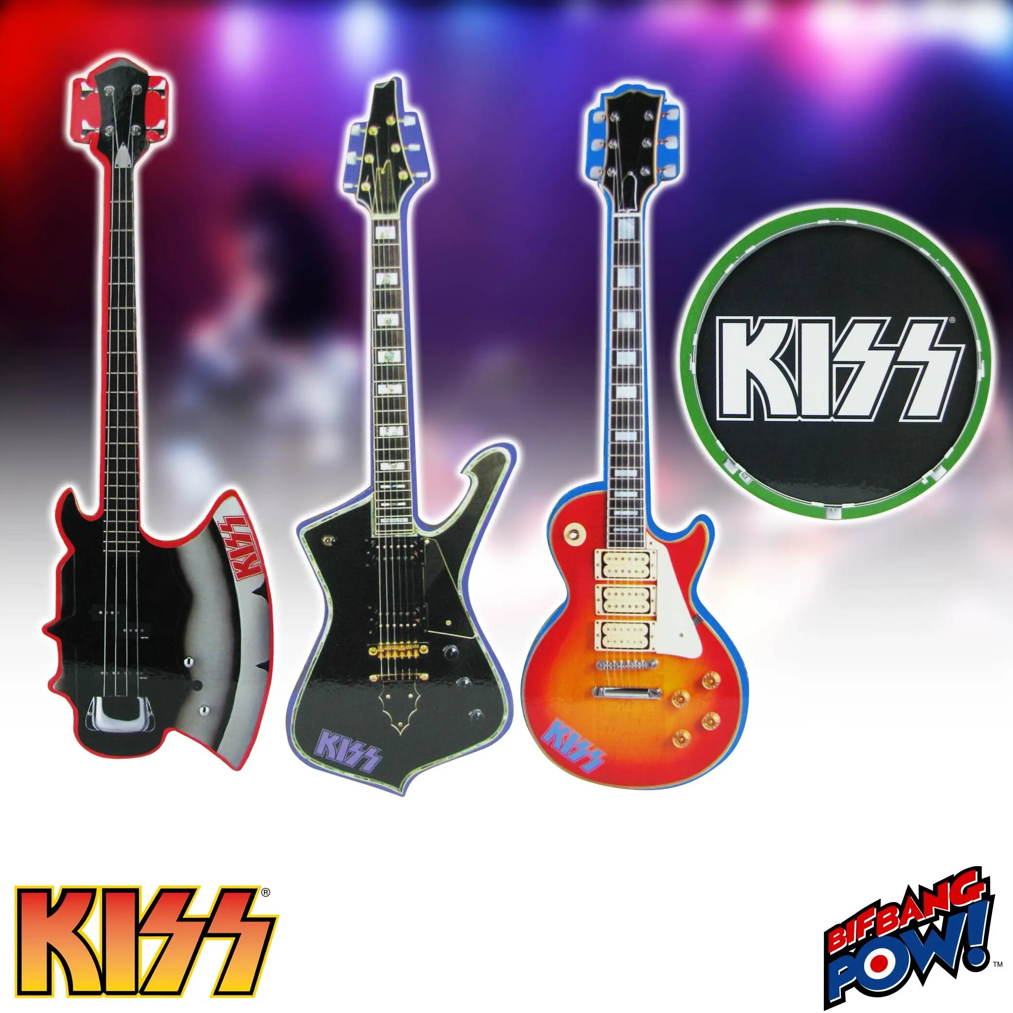 Гитары группы Kiss. Электрогитара Kiss. Электрогитар с названием группы. Бас гитара группы Кисс.