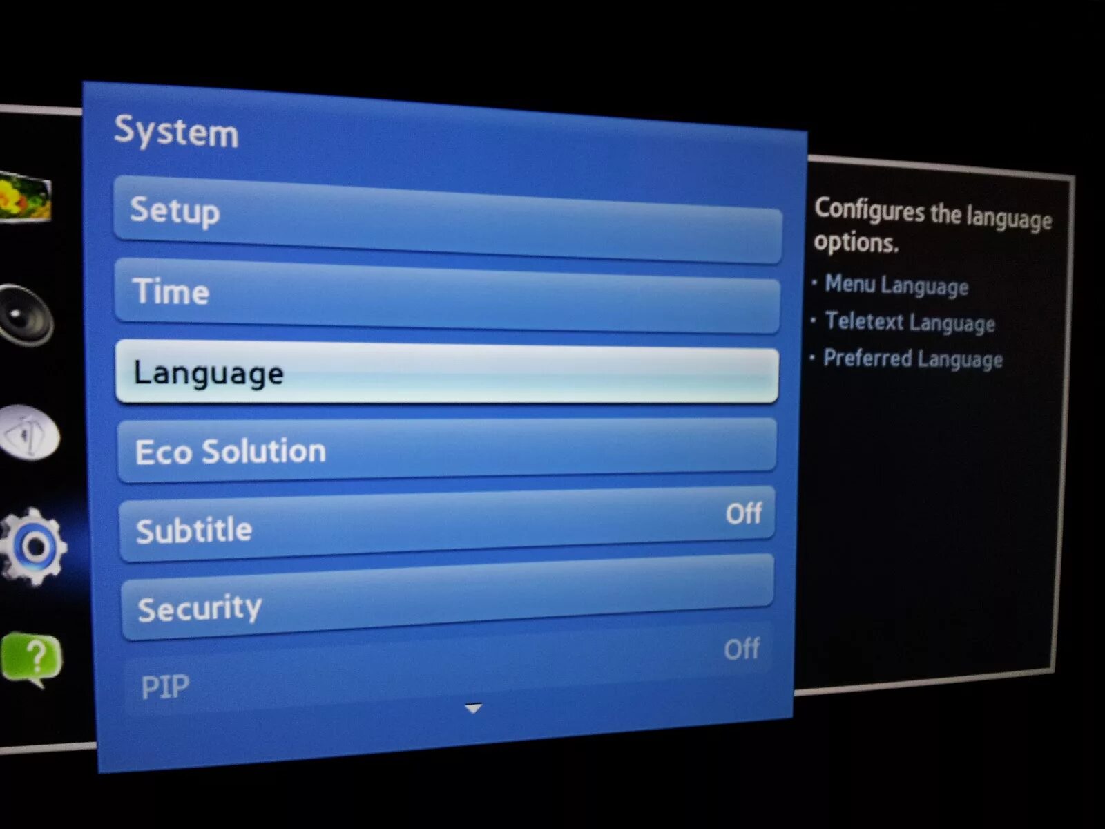 Как переключить язык на телевизоре. Язык меню телевизора самсунг. Телевизор самсунг Сеню. Телевизор самсунг меню настройки. Меню на телевизоре.