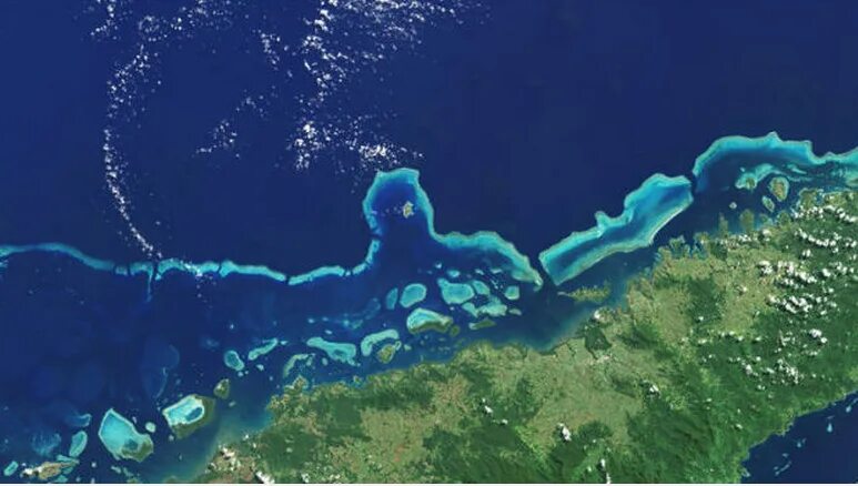Большой барьерный риф фото из космоса Great Barrier Reef Archives SpaceRef