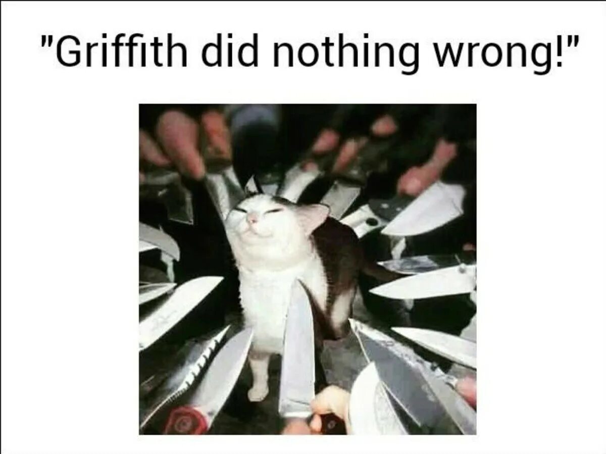 Want to do nothing. Griffith did nothing wrong. Griffith did everything wrong. You did nothing wrong. Hitler did nothing wrong meme.