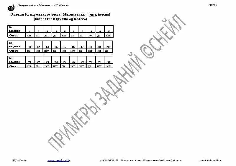 Ответы контрольные 4 4