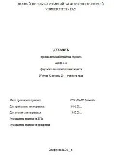 Титульный лист практика образец