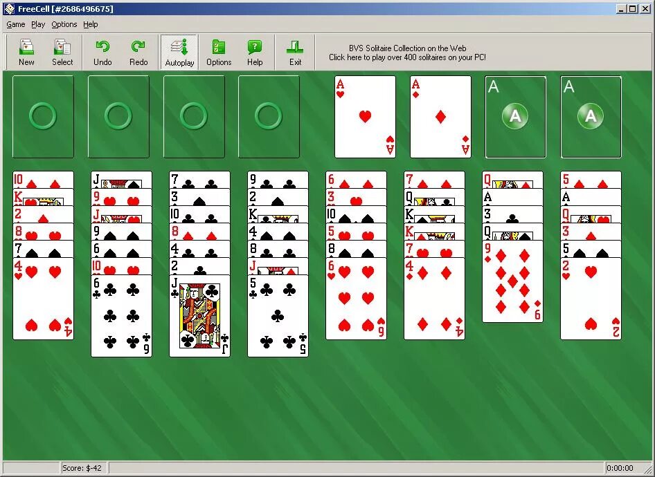 Microsoft FREECELL. 400 Пасьянсов. Elite FREECELL Solitaire.