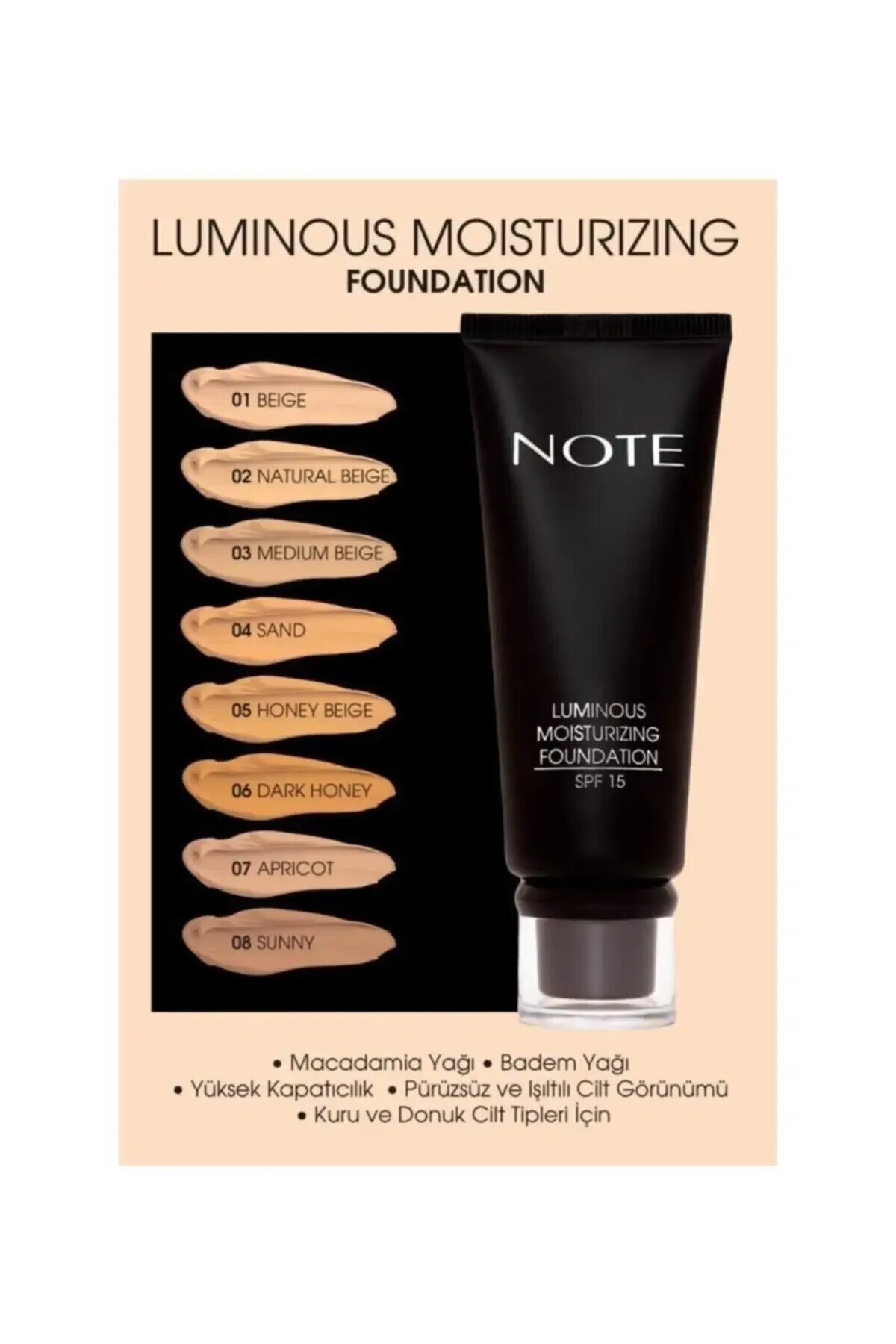 Note luminous. Тональный крем note оттенки. note luminous moisturizing foundation тональная основа. тональный крем note свотчи. note тональная основа с эффектом сияние.
