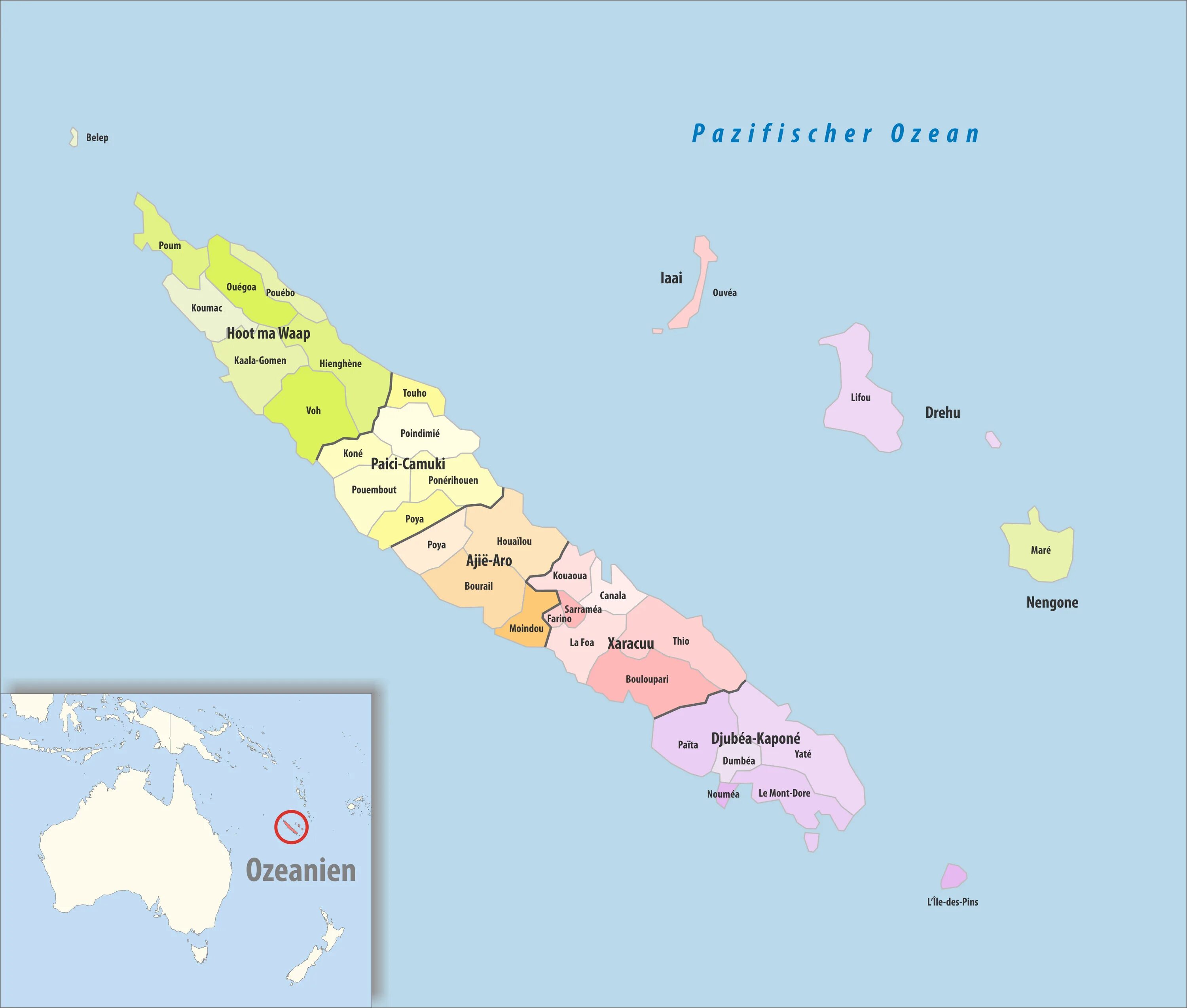 Новая Каледония на карте. New Caledonia на карте.