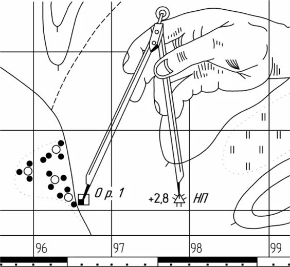 Измерение расстояний циркулем измерителем. Измерение расстояния на карте. Измерение циркулем на карте. Линейка для измерения расстояний по топографической карте.