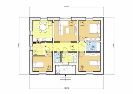 Проект одноэтажного дома кухня отдельно