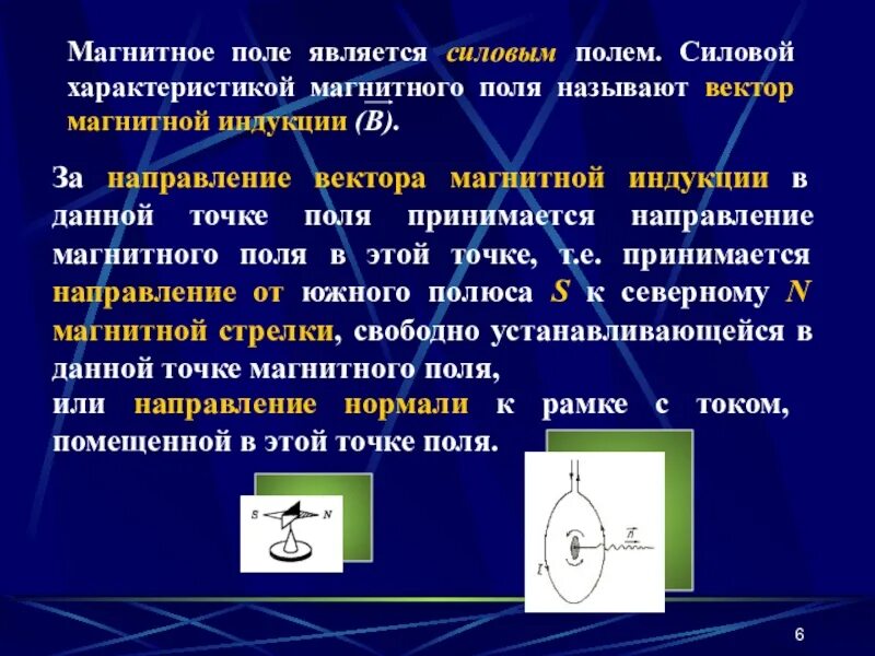 Что называют магнитной линией магнитного поля. Направление вектора магнитной индукции в данной точке поля. Силовая характеристика магнитного поля в данной точке. За направление вектора магнитной индукции принимается направление. За направление вектора магнитной индукции принимают направление.