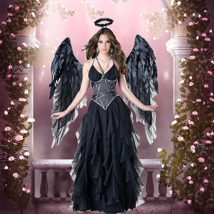 Костюм черного ангела для девочки. Костюм devil & angel. Костюм "ангел-дьявол". Костюм ангела на хэллоуин. Костюм падший ангел.