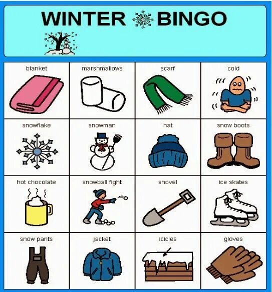 Winter holidays activity. Winter bingo. winter holidays bingo. winter activities bingo. winter bingo for kids.