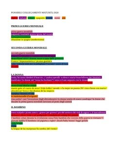 Scarica Sintesi del corso - POSSIBILI COLLEGAMENTI MATURITà 2020 Possibili collegamenti...