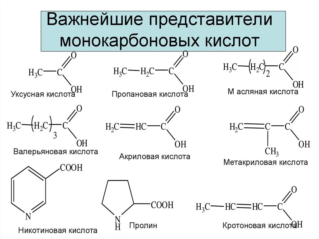 Пропановая кислота соединения. Формулы представителей карбоновых кислот. Карбоновые кислоты монокарбоновых кислот. Важнейшие представители карбоновых кислот. Представители карбоновых кислот уксусная кислота.