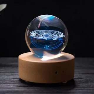 3d solar system crystal ball night light