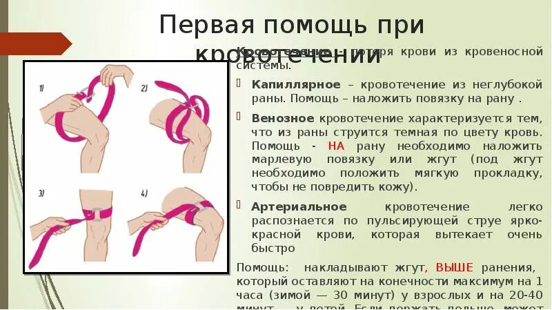 Первая помощь при кровотечении 8 класс