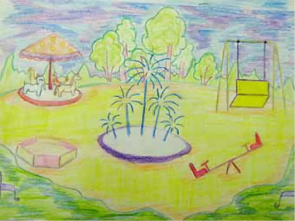 Рисунок парка. Парк сквер бульвар изо 3 класс. Рисунки парков и скверов. Эскиз сквера. Рисунок парка.