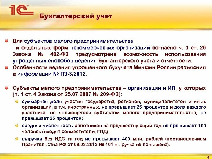 Бухгалтер субъекта малого бизнеса