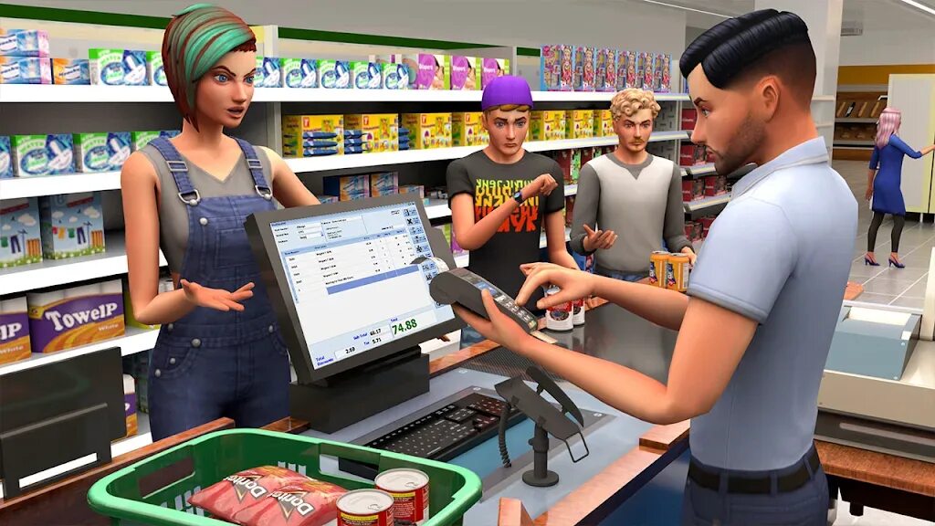 Игра supermarket cashier simulator. Игра кассир. RBX Cashier. Игра про шоппинг 2016 года. Продуктовый магазин игра девушка блондинка в синем платьице.