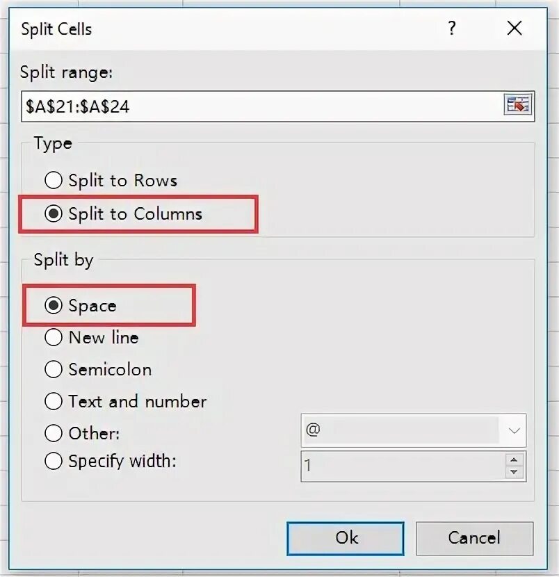 Split rows