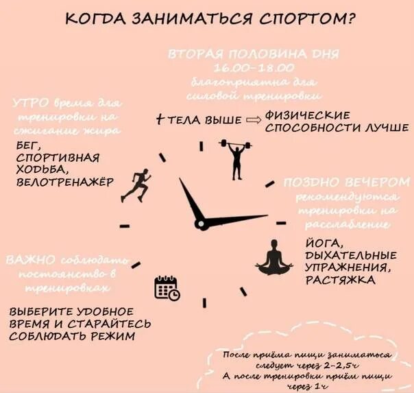 В какое время лучше заниматься спортом. Лучшее время для занятий спортом. Лучшее время для занятий физическими упражнениями. Лучше время для тренировок.