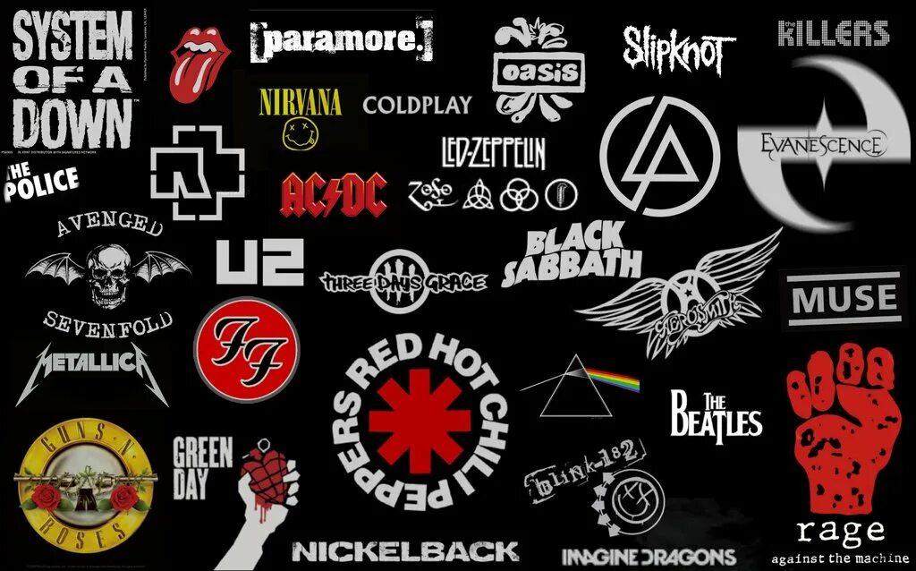 Название западных групп. Названия рок групп. Логотипы групп. Логотипы разных рок групп.