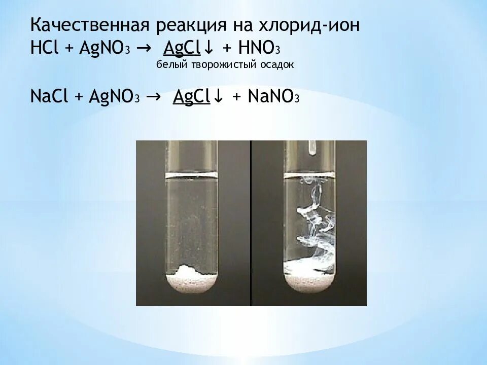 Качественная реакция на соляную. Качественная реакция на соляную